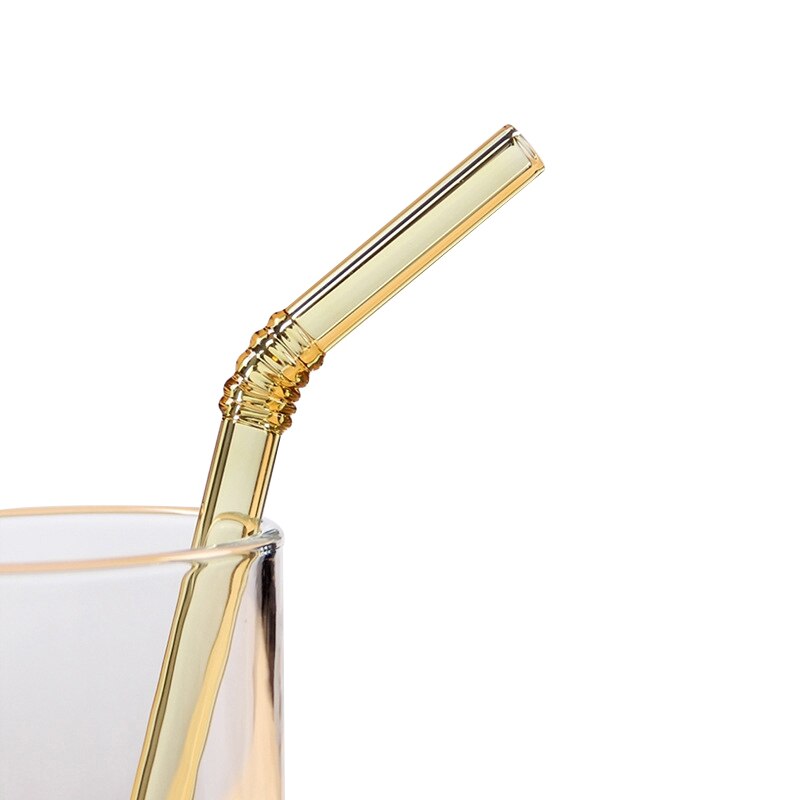 Paja de beber de vidrio paja de colores vaso pajillas de alto borosilicato resistente al calor rectas curvadas: J