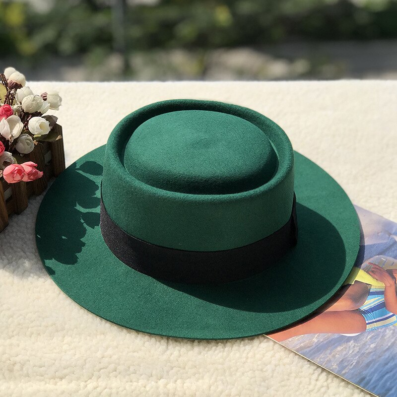 01911- fcm 368 britisk stil uldring flad fedoras kasket mænd kvinder panama jazzhat