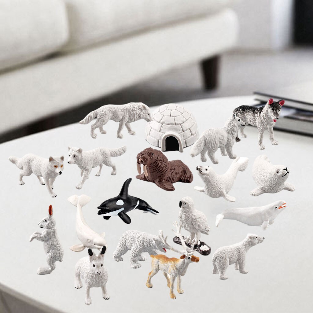 18x Realistic Mini Arctic Animals Toys Tabletop Decoration for Toddlers