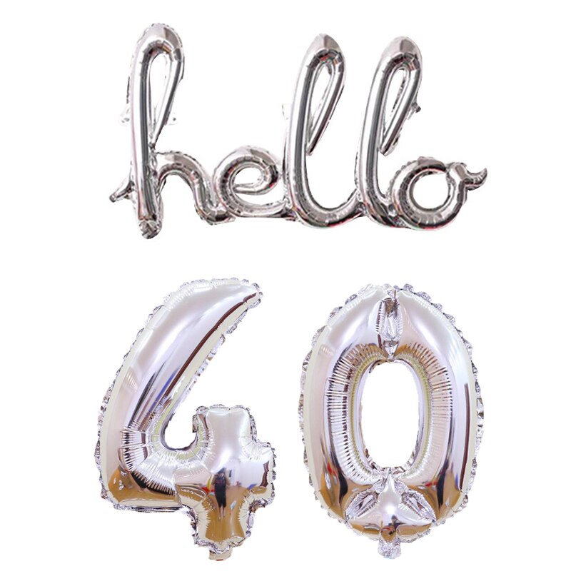 1 stk rosa guld hej 30 bogstavs tal balloner 30/40/50/60th fødselsdagsfest indretning 30 nummer link bolde oppustelige luft globos: Sølv hej 40