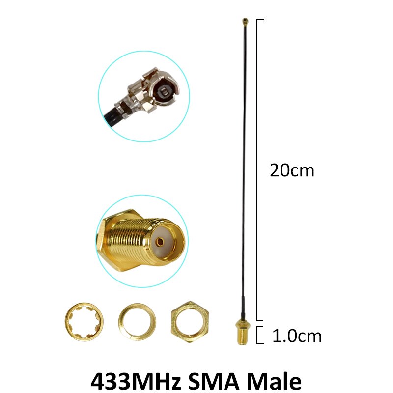 433 MHz antenne lora blanc 3dbi SMA connecteur mâle pliant 433 mhz antenne directionnelle + 21cm RP-SMA/u.FL câble queue de cochon