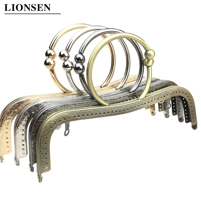 Lionsen 1 st 22cm metallväska ram kiss spänne låsring handtag m form för pysselväska handtag pysselväska tillbehör