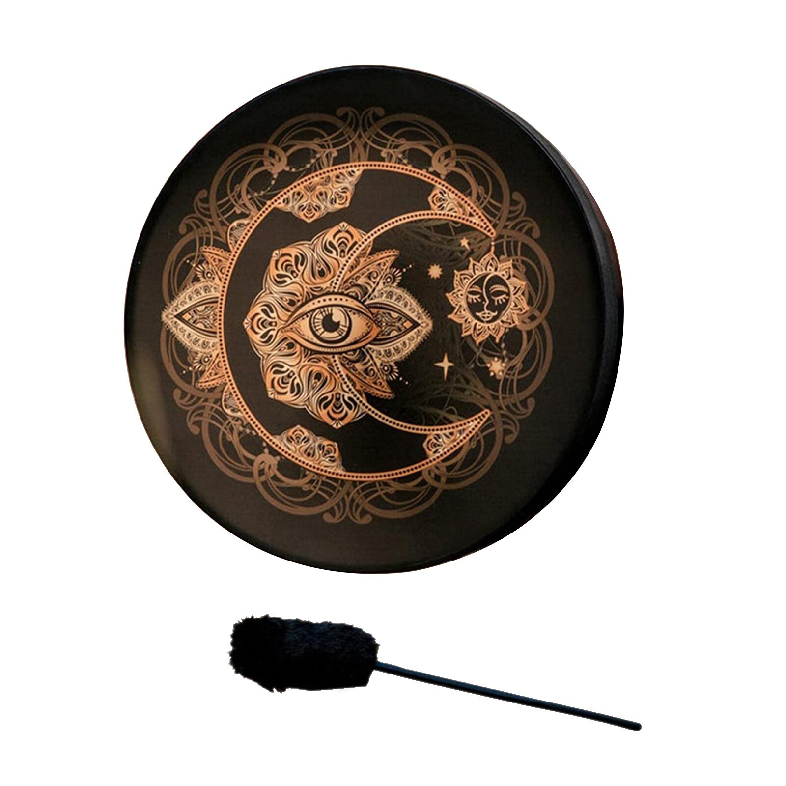 Handgemaakte Siberische Sjamaanse drum met racket - symbool van Siberische muziek Handgemaakte Siberische Sjamaanse drum met racket - symbool van Siberische muziek