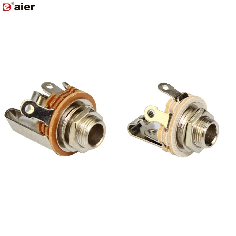 Jack per telefono con ingresso per chitarra mono stereo da 5 pezzi da 6,35 mm in nichel con commutazione per connettore Audio femmina