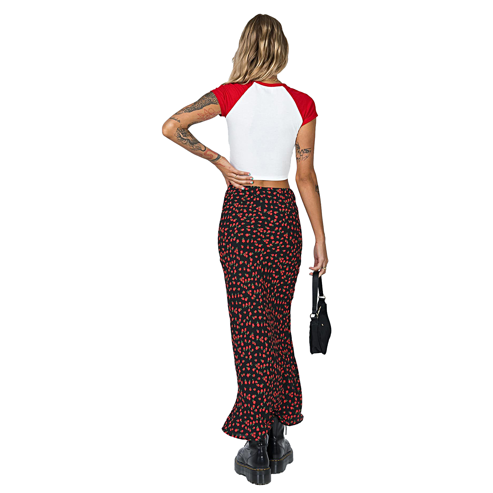 Vintage Women Maxi długa spódnica dla dorosłych z wysokim stanem Zebra-Stripe/kwiatowy nadruk niewidoczna spódnica z falbankami