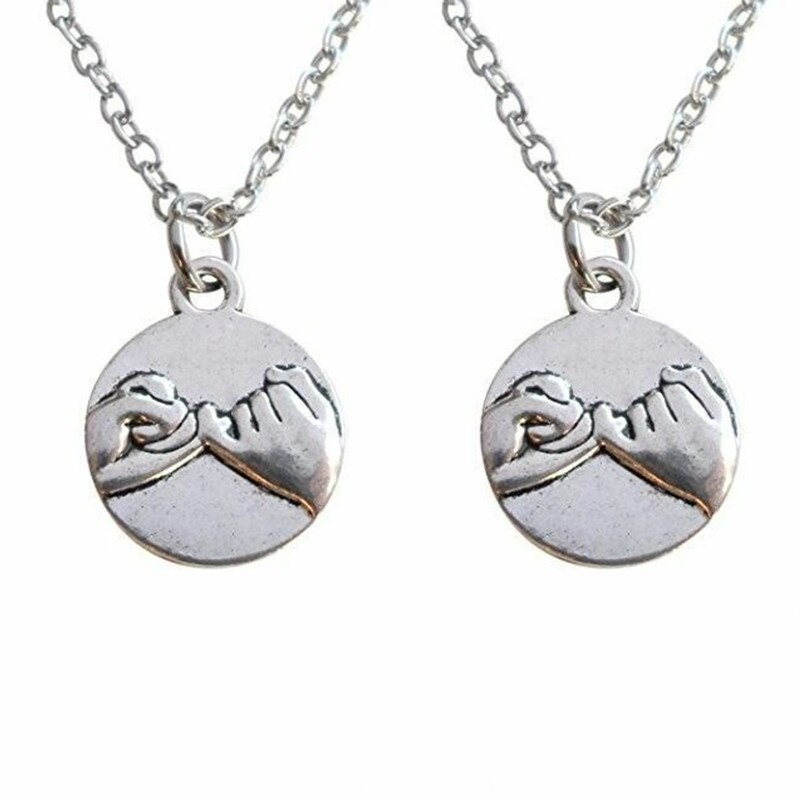 2pcs Pinky Promise Swear hands Necklace Best Friends Friendship Sisters Couple Jewelry