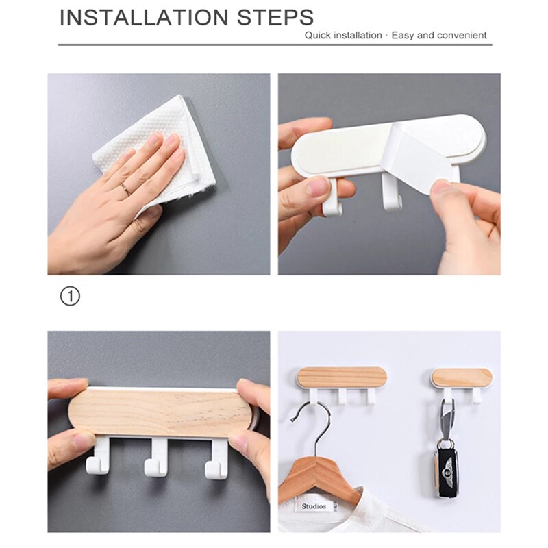 Ganchos decorativos de madera para pared, colgador de abrigos, bufanda, bolsa, organizador de accesorios de cocina, estante de almacenamiento para decoración del hogar detrás de la puerta, 1 unidad