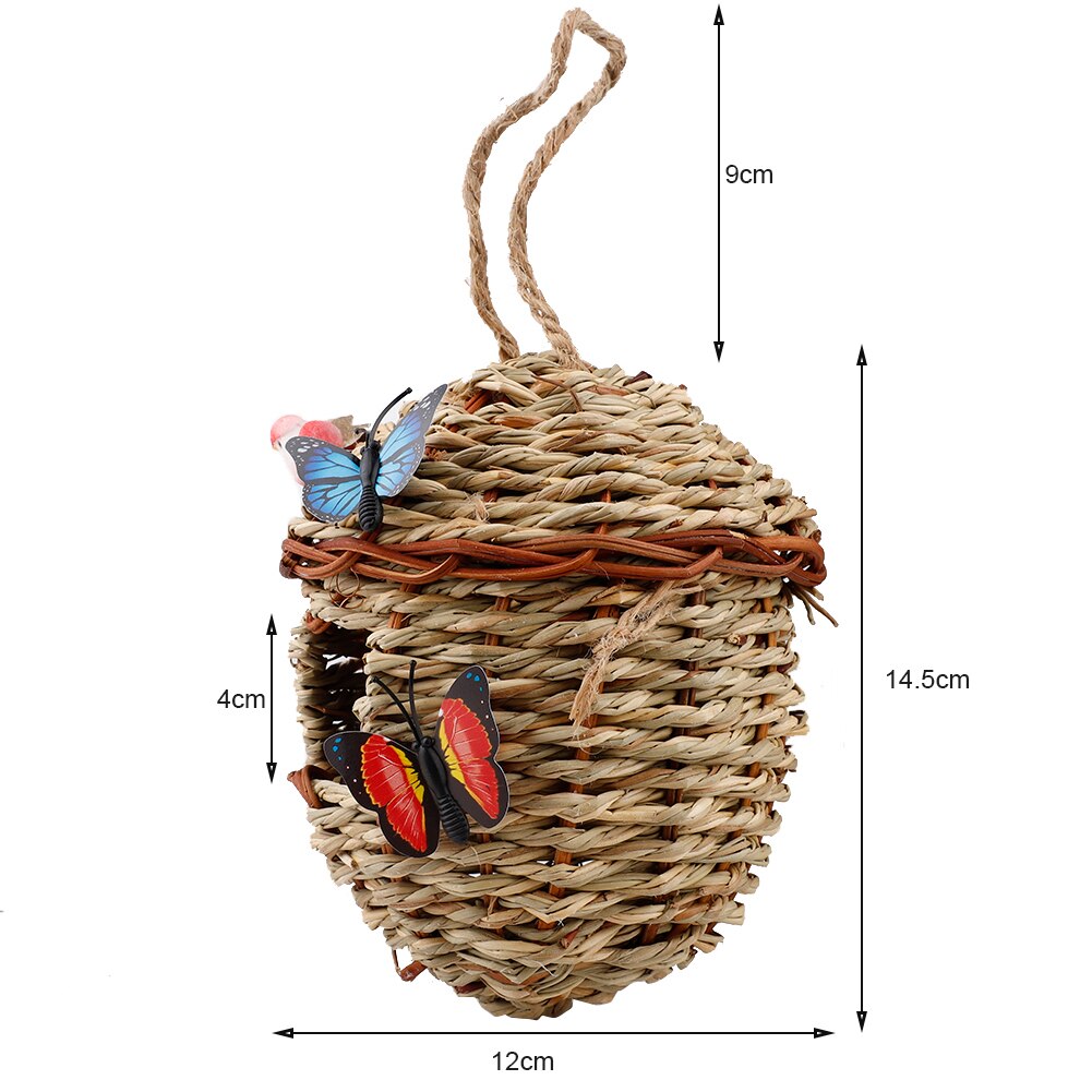 Hand Woven Basket Small Birdhouses for Outdoor Hanging Hummingbird Nesting House Nest Bird Hideaway Cage for Sparrow