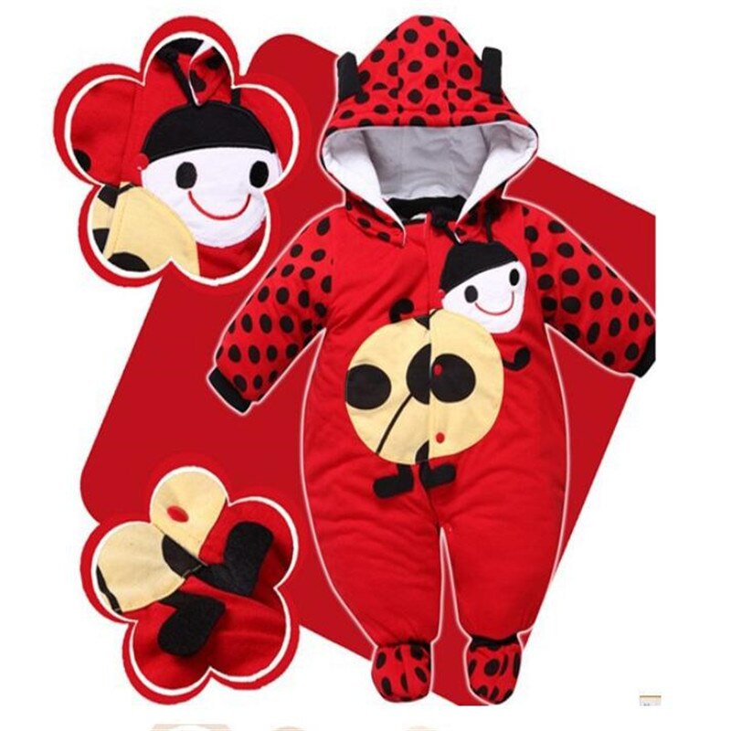 Pelele de bebé niña niño ropa recién nacido Otoño Invierno grueso Unisex con capucha traje de Mono para niñas niños bebés 0-9 meses traje: Red / 3M