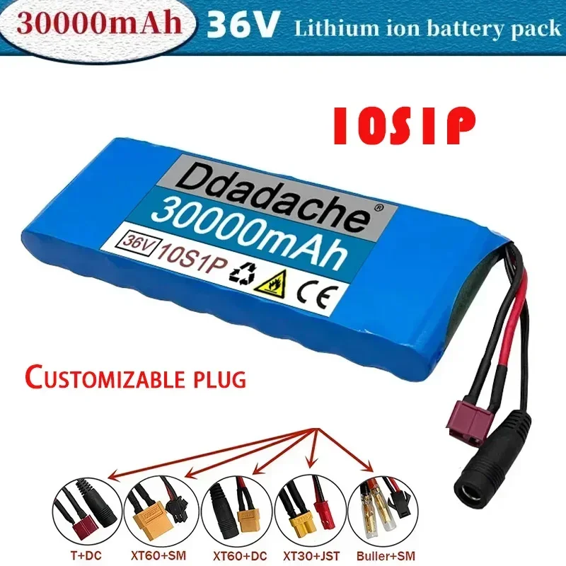 100% genuine 36V 30000mAh 10S1P 18650 lithium-ion rechargeable battery pack 20A with BMS electric scooter and bicycle