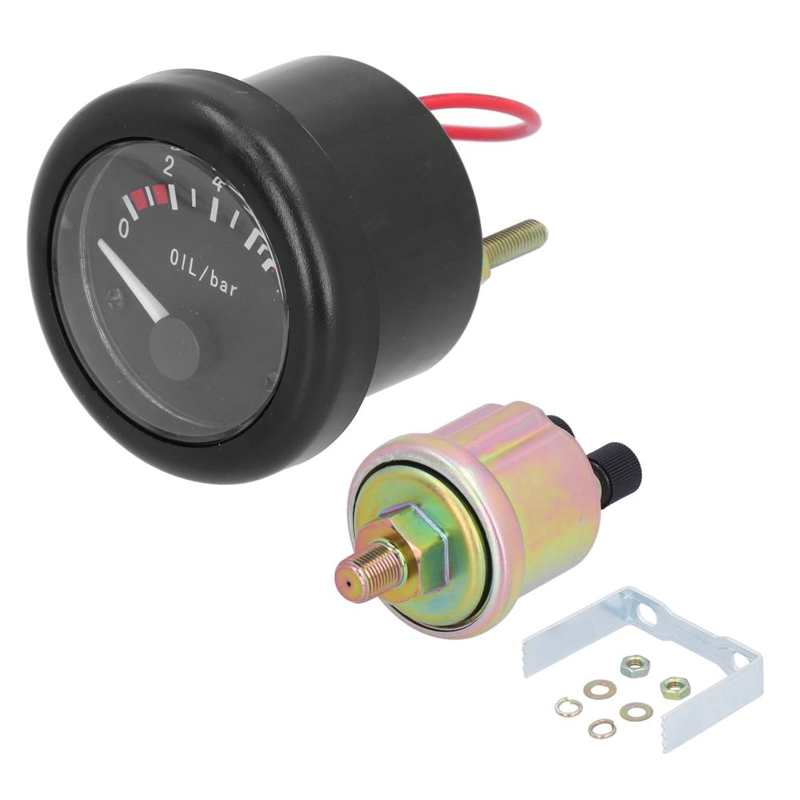 52mm Marine Engine Oil Pressure Gauge Pointer LED Backlight with Warning Sensor Indicator Light 12V Alarm Gauge NPT1/8