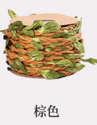 5 meter naturligt jutegarn säckvävsband med konstgjorda vinblad för bröllop, hem och trädgård: A