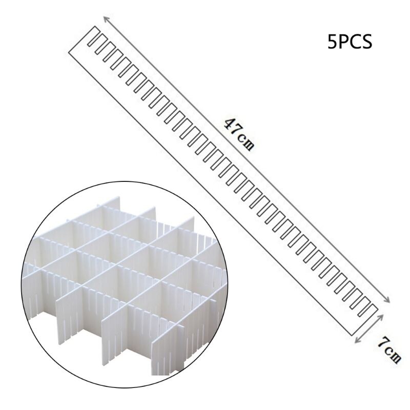 Drawer Dividers, Drawer Divider Organizers 5PCS DIY Plastic Grid Adjustable Plastic Divider Household Storage Makeup: A--7cm