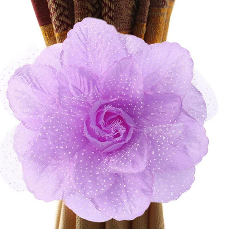 1pc pioenroos bloem gordijn clip-on stropdas band touw huisdecoratie gordijnen achterkant houder stropdas houder clip doek bloem