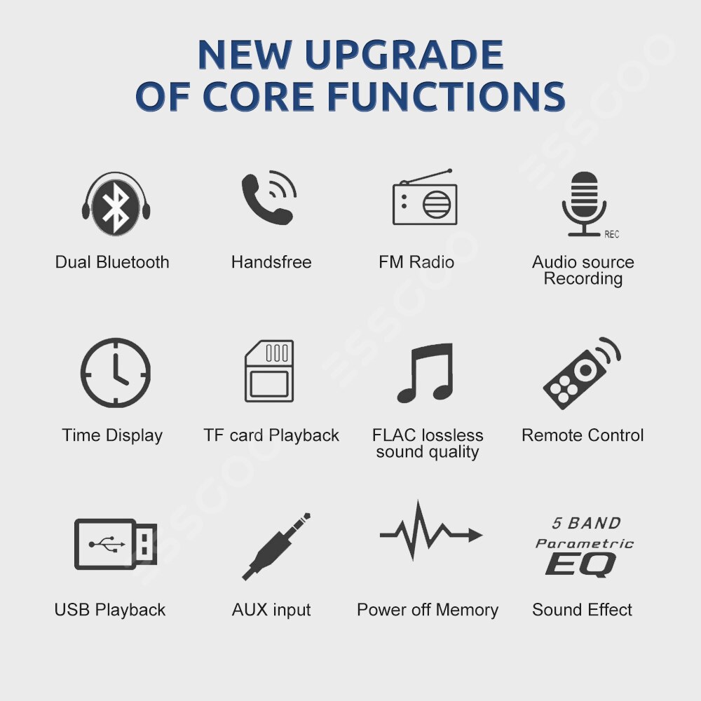 ESSGOO 1 Din Car Radio MP3 Player Dual Bluetooth Autoradio Stereo FM Radio Auto Audio Remote Control USB SD AUX Input Handsfree