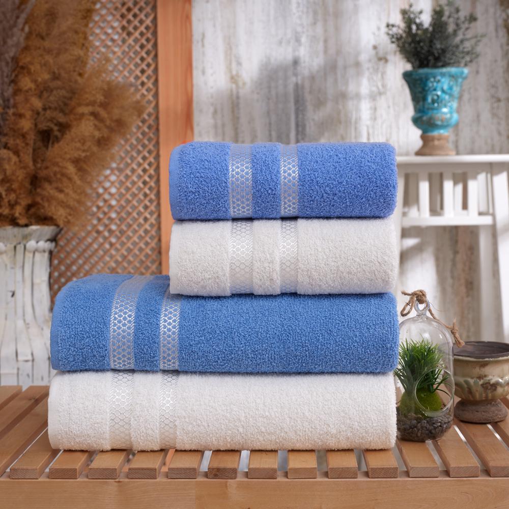 4Pcs Turks Handdoek Set 100% Katoen 2 Stuks Bad Strand Handdoeken En 2 Stuks Hand Gezicht Handdoeken Set | hotel & Spa Sterk Absorberend: Mavi-beyaz-4lu-set