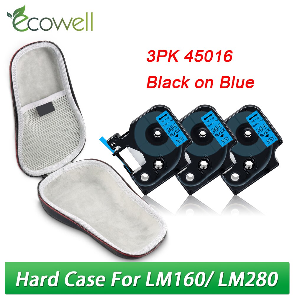 Ecowell przenośna torba podróżna dla Dymo LabelManager 160 280 D1 45013 LM160 drukarka do etykiet pokrowiec EVA ochronny podręczny schowek: 1 Case 3PK Set 8