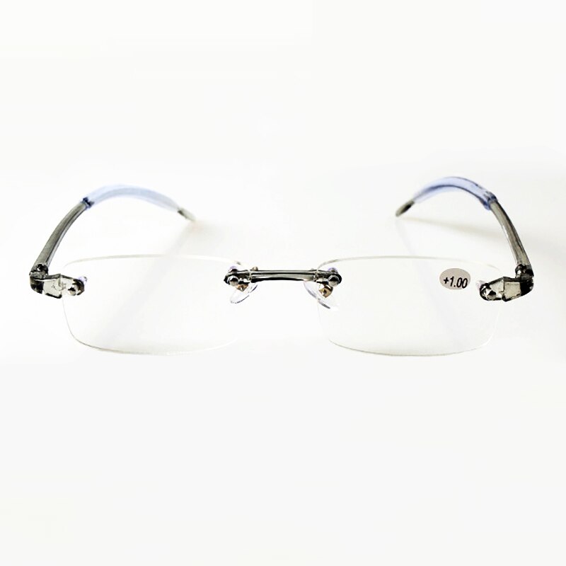 Gafas graduadas para miopía para hombre y mujer, TR90, de resina, ultralivianas, sin marco, transparentes, color gris, miopía, M030
