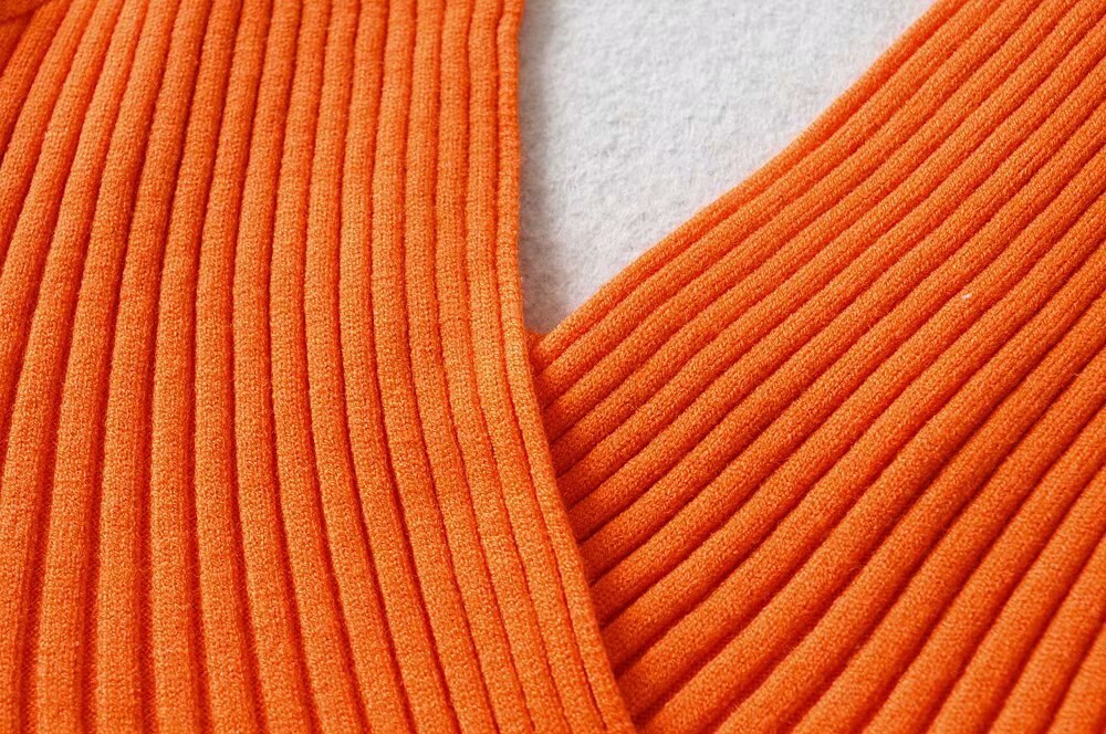 Basalor frankrike orange väst pull femme v-ringad tanktröjor chica dam camis stickade toppar