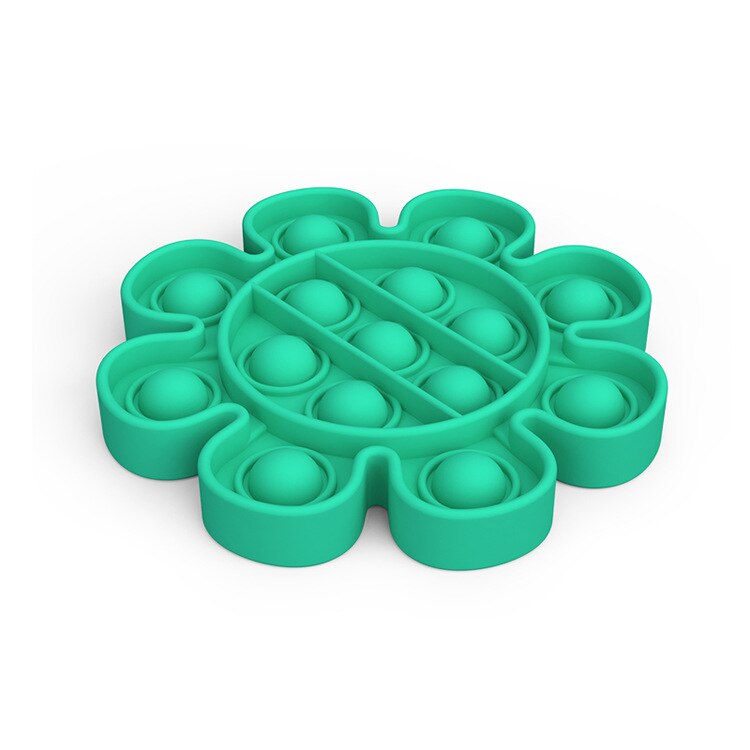 Silicone Push pop Poke pop Bubble Sensory Fidget Toy, Pop It Fidget Toy, Squeeze Sensory Toy, Reliever Stress: Flowers Green