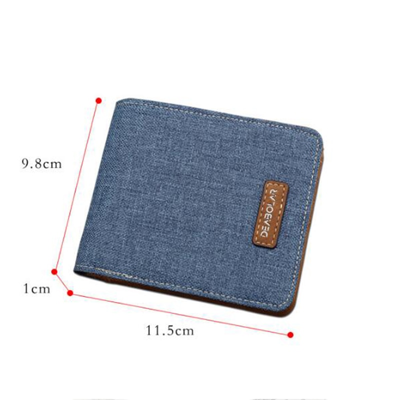 ¡Novedad de ! Cartera corta para hombre, billetera de lona informal, tarjetero Simple Horizontal Delgado