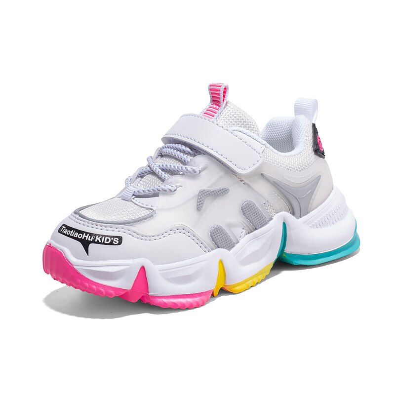 Høst barnesko regnbue sportssko til jenter chunky sneakers pustende mesh fritidssko til barn