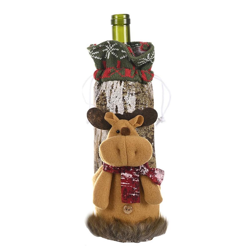 Jul rödvinsflaska hållare täckväska elf champagne rödvinsflaska set dekorer julbordsdekorationer: C