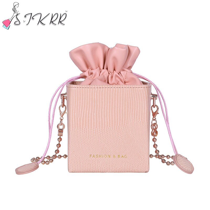 S.ikrr trekkoord emmer tas ketting doos mini tas dames luxe handtassen damestassen handtas dames schoudertas: Roze