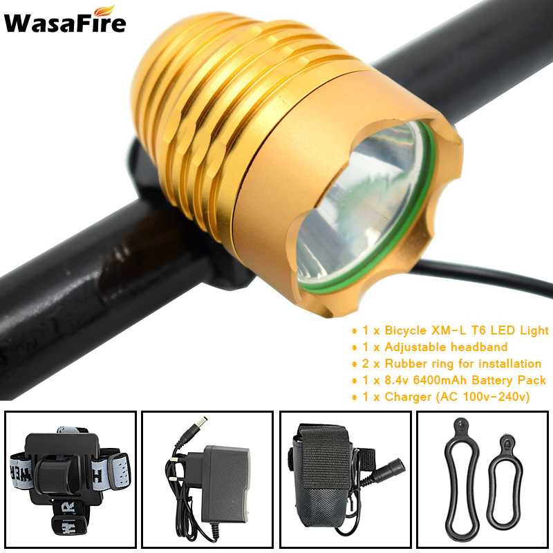 WasaFire Bicycle Light XML T6 Bike Light Night Safety Warning Headlight Cycling LED Flashlight Lanterna + 18650 Battery +Charger: Type G1 as picture