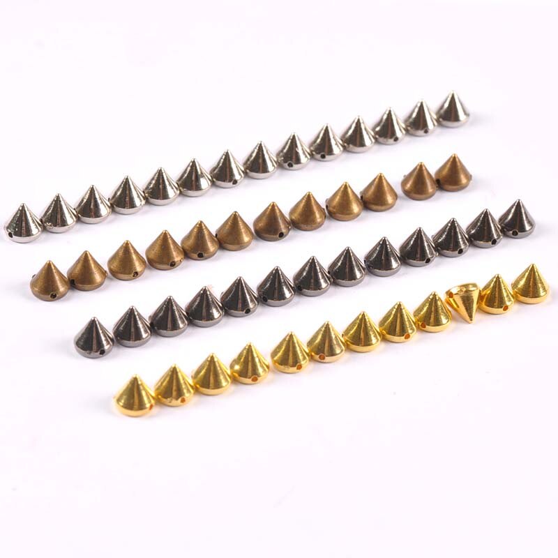 50 st guld/silver sy på spik nit nitar nagel punk rock för väskor klänning kläder pyssel pärla hantverk nitande plagg bröllop 7 x 8mm