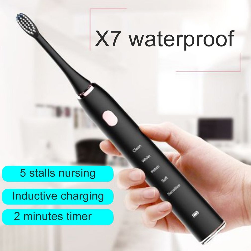 Electric Toothbrush with 5 Optional Modes 2 Replacement Heads Rechargeable Toothbrushes