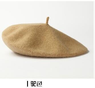 dame vårvinter basker lue malerstil lue kvinner ull årgang basker ensfarget lue damepanser varm ganglue: Kamel