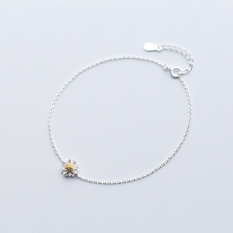 MloveAcc 925 Sterling Silver Women Anklets Jewelry Daisy Flower Anklets 925 Sterling Silver Jewelry for: Default Title