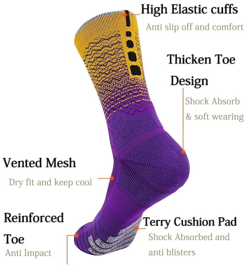 Calcetines de baloncesto Elite Crew Dry Fit para hombre, medias gruesas con almohadilla de cojín de felpa suave, calcetines deportivos de Color contrastante