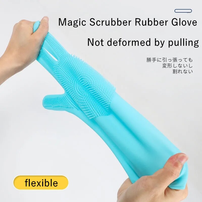 Guantes de baño de silicona para mascotas, limpieza de cocina, lavado de platos, cepillo de limpieza de baño para perros y gatos, guante de goma mágico para fregar