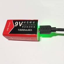 Usb opladning 9v 1000 mah li-ion batteri usb genopladeligt batteri 9v lithium til multimeter mikrofon legetøj fjernbetjening ktv brug