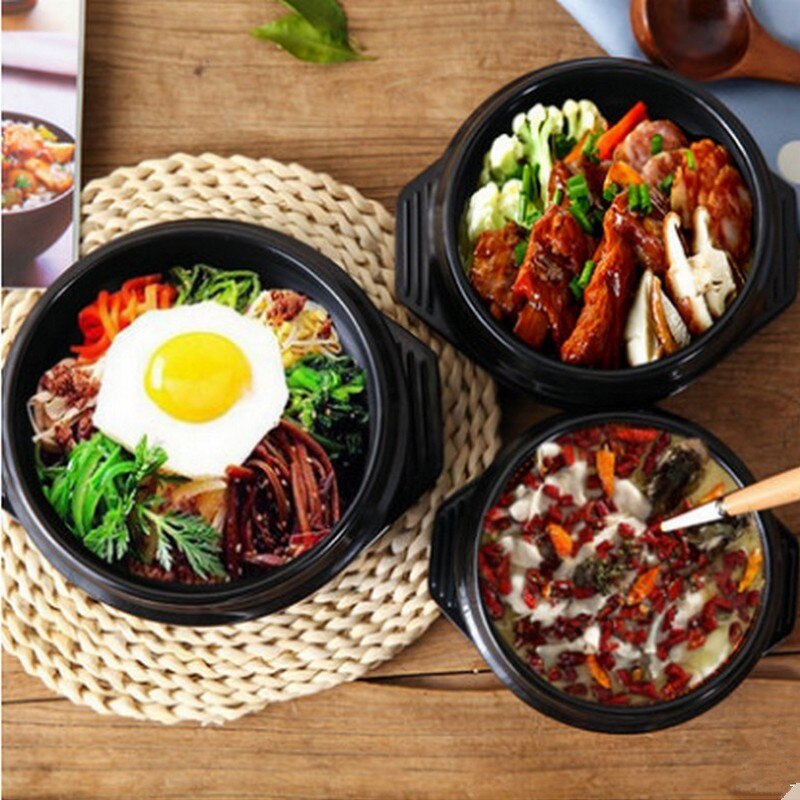 Classic Korean Cuisine Sets Stone Bowl Pot for Bibimbap Ceramic Soup Ramen Bowls With Packing Ceramic