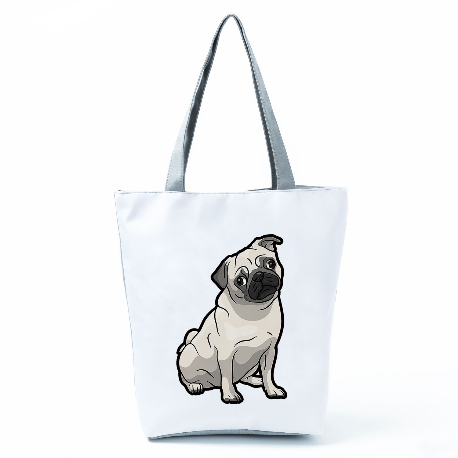 Mops z nadrukiem z psem torby na zakupy wielokrotnego użytku Animal Graphic praktyczne ekologiczne składane torebki przenośne pojemniki do przechowywania na zewnątrz dla kobiet: hl4446 Dog Handbag