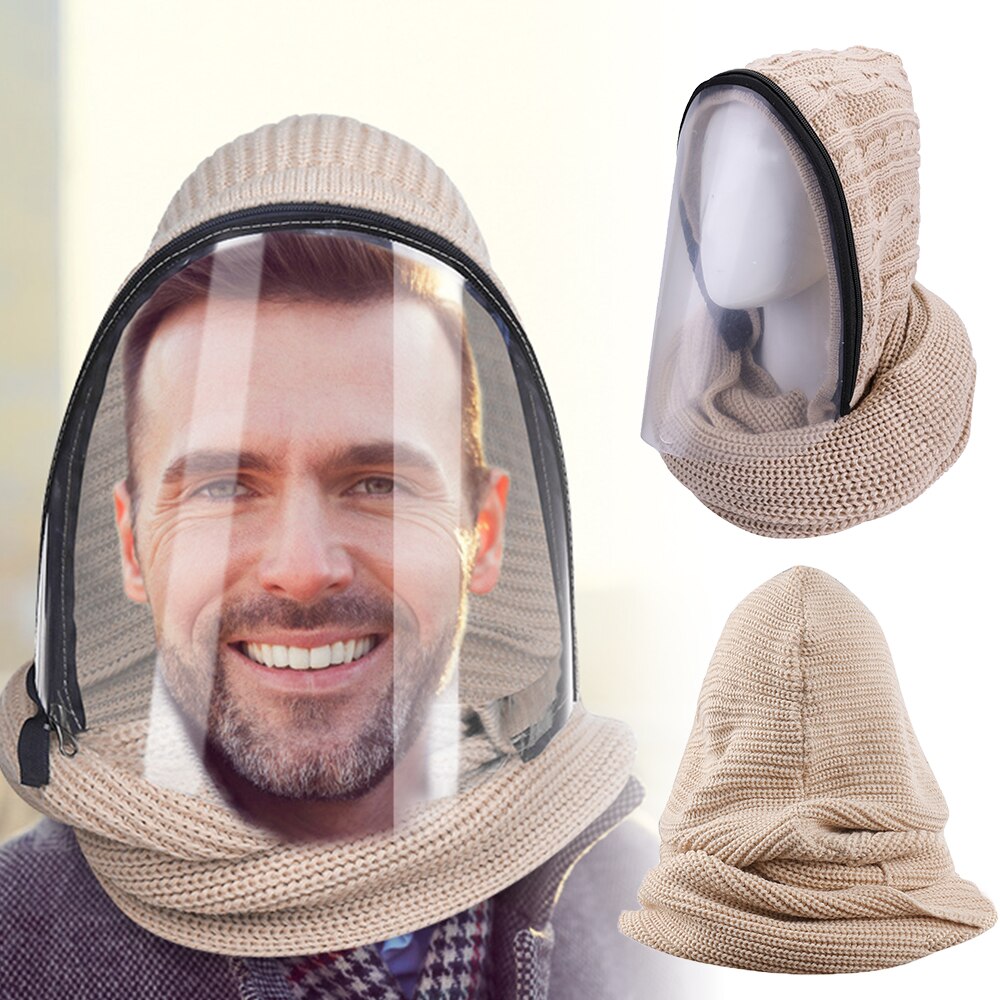 Hooded Face Wear Full Face Mask Outdoor Protector Sports Headwear Scarves Transparent Hooded Adult Hat Winter Warm Scarf