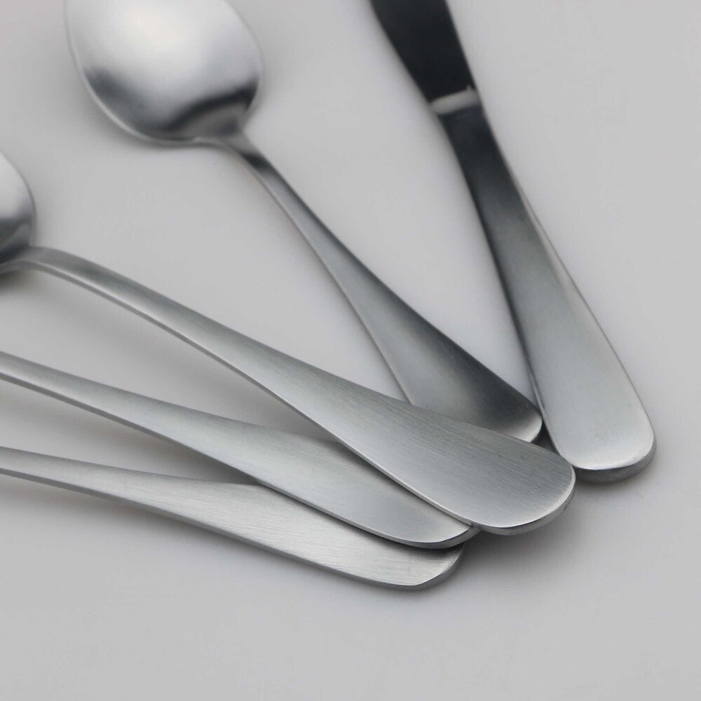 JANKNG Silver Dinnerware Set Stainless Steel Matte Silverware Cutlery Steak Knife Dessert Fork Teaspoon Tableware