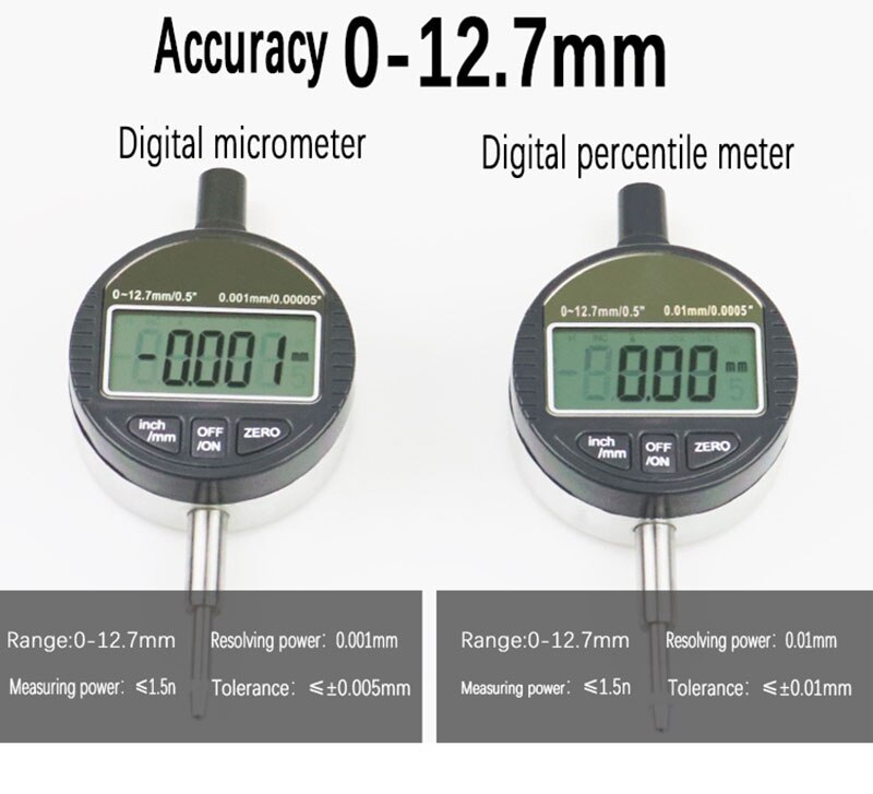 0-12.7mm/0.5 &quot; 0-25.4mm/1 &quot; rækkevidde digital måleskive indikator præcisionsværktøj 0.01mm/0.0005 &quot; 0.0001mm/0.00005 &quot; testværktøjer
