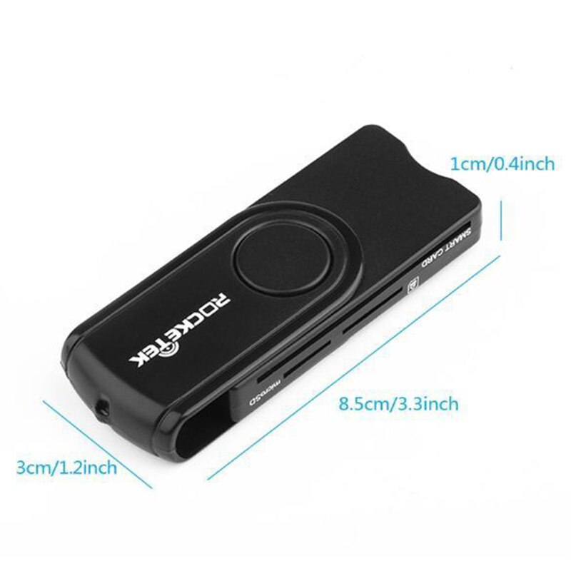 ROCKETEK Usb 2.0 Multi Smart Card Reader Sd/Tf Ms M2 Micro- Sd Memory ,Id,Bank Card,Sim Cloner Connector Adapter Computer Pc