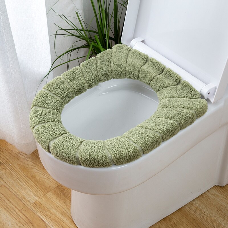 Housse de siège de toilette tricotée, chaude pour l'hiver, avec poignée, coussin de toilette en forme de O, accessoires de salle de bains: 6
