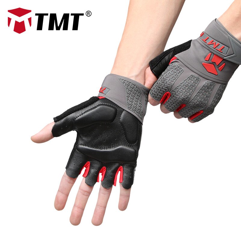 Tmt läderhandskar gym styrkelyftsutrustning sport träning sommar fitness hantlar tyngdlyftning andningshandskar män: M