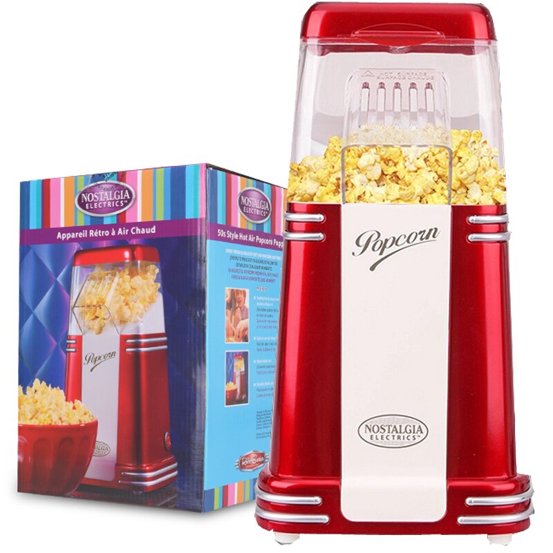 Fabricante de Máquina de palomitas, 220 V, 1100 W, eléctrico, vintage para electrodomésticos de cocina, Mini fabricante automático de palomitas de maíz de aire