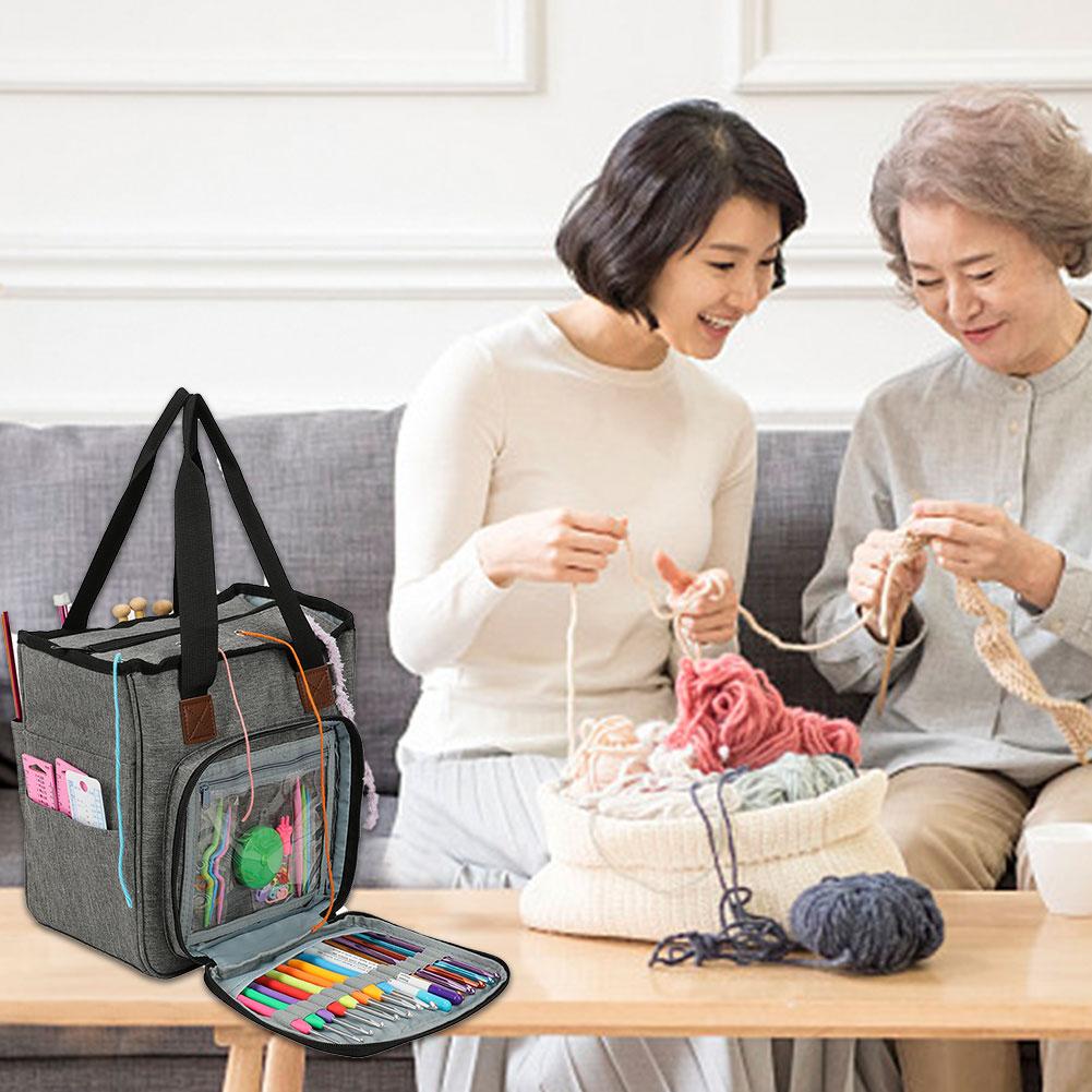Szydełka szycie zestaw DIY worek robić przechowywania szydełko haki nici torba robić przechowywania przędzy DIY Organizer wełna szydełko haki