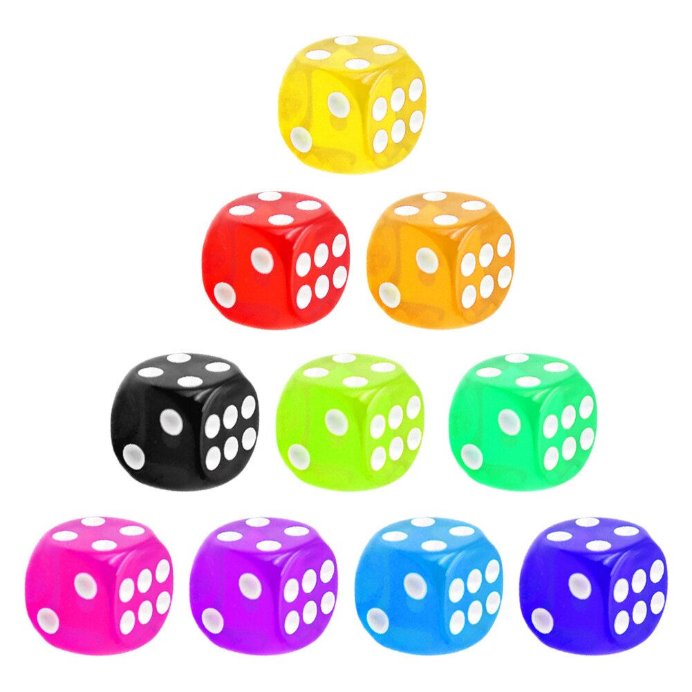 10 Teile/satz Würfel einstellen Transparente Würfel einstellen 16mm Multi Farbe Sechs Seitige Spielen Spiele Würfel einstellen Für Verein Tisch Gremium Spiele: Default Title