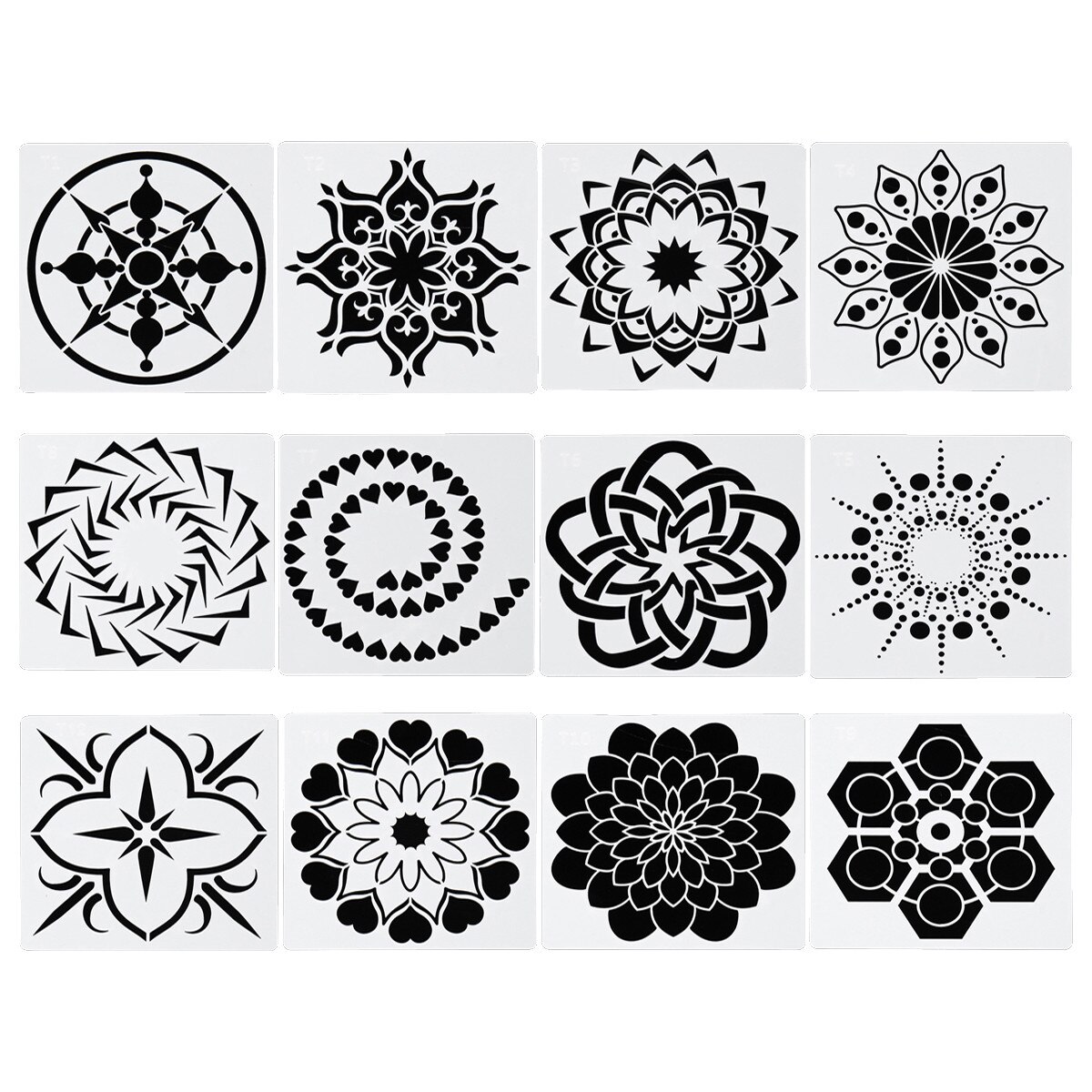 12 stks/set Craft Mandala Extra Sjabloon Steen Schilderen Stencils DIY Scrapbooking Album Papier Kaart Decoratieve Craft Embossing