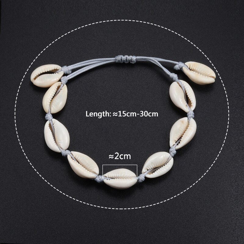 Natural Cowrie Shell Bracelet Necklace Set For Women Handmade Woven Boho Hawaii Beach Shell Adjustable Choker Girl Festival