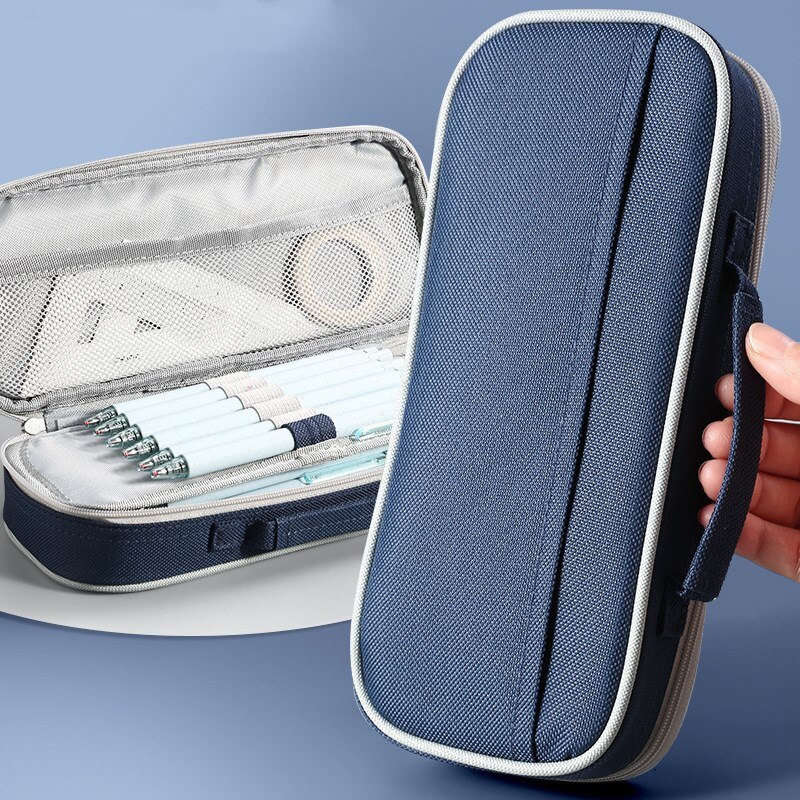 Draagbare Canvas Etui School Briefpapier Opbergtas Grote Capaciteit Pen Case Effen Kleur Pen Zak Leuke Cosmetische Tas Girlgift: Angoo Single A7